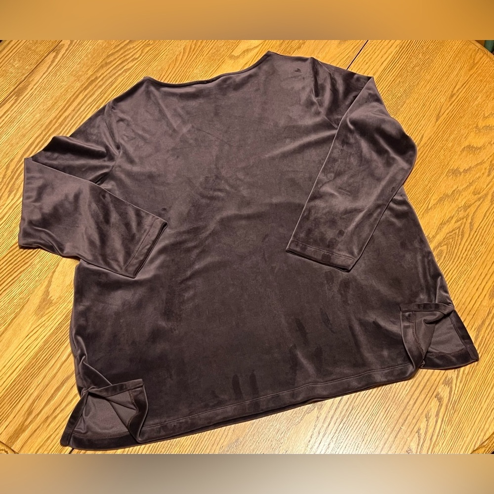j jill pure jill Plush Velour Tunic Top with Pockets DEEP PLUM~ XL - Picture 9 of 11